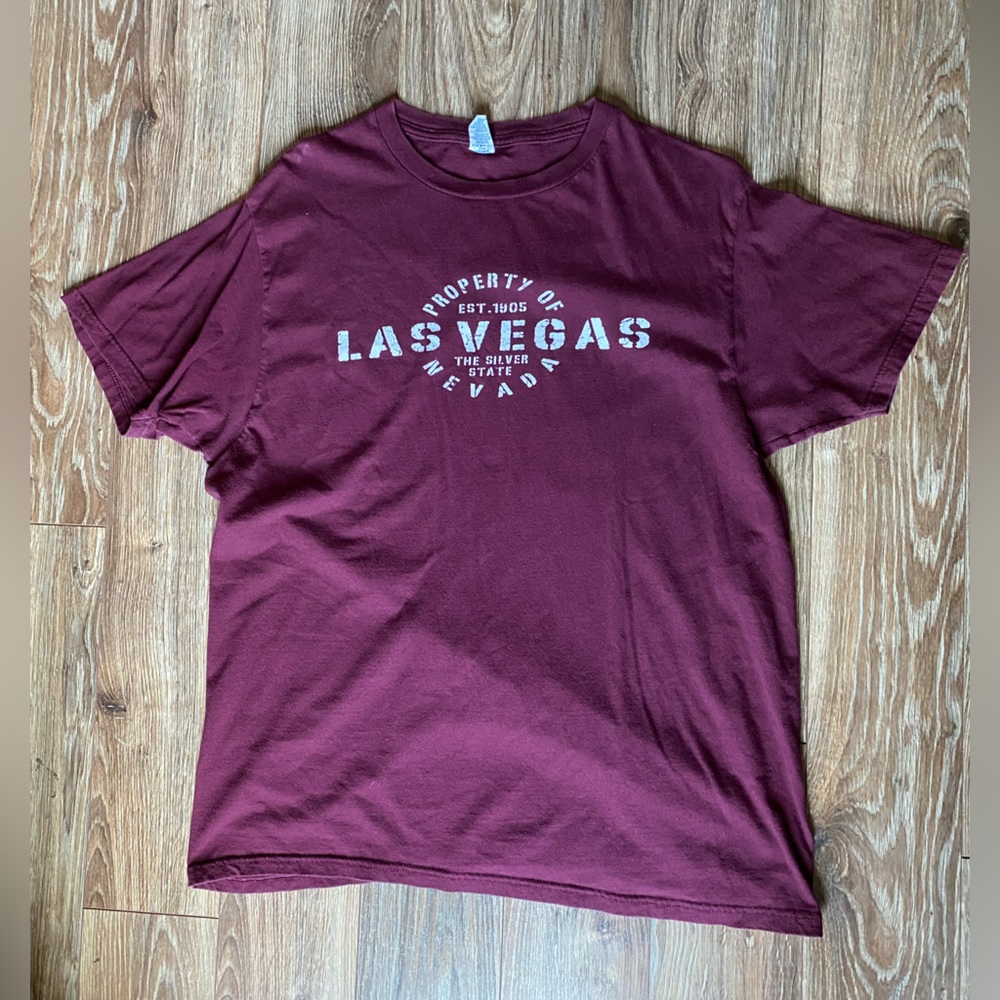 Property Of Las Vegas Nevada Burgundy/Maroon T-Shirt - Picture 2 of 5